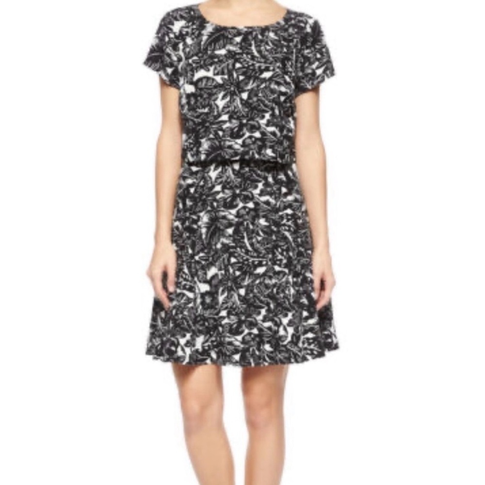 NWT Joie Caviar Porcelain Black Ivory Silk Linen Floral Dress Small